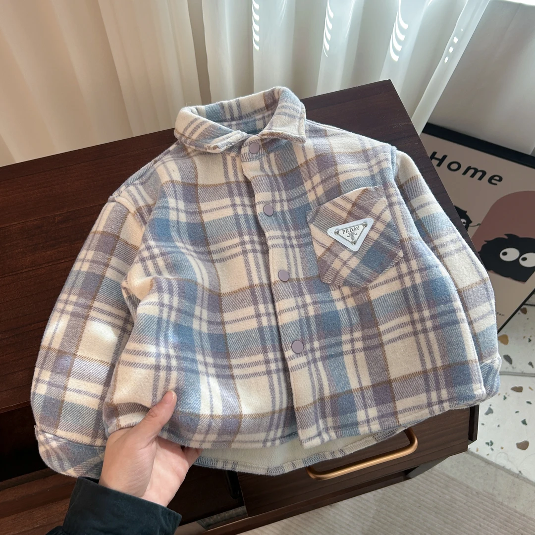 【朱鑫宇专属】2024年新款儿童百搭加绒格子衬衣BMD3856