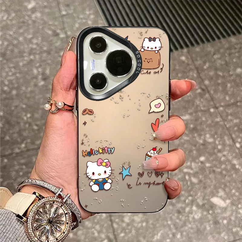 咖啡kt猫适用于华为pura80手机壳p70新款p60磨砂彩银50防摔40外壳