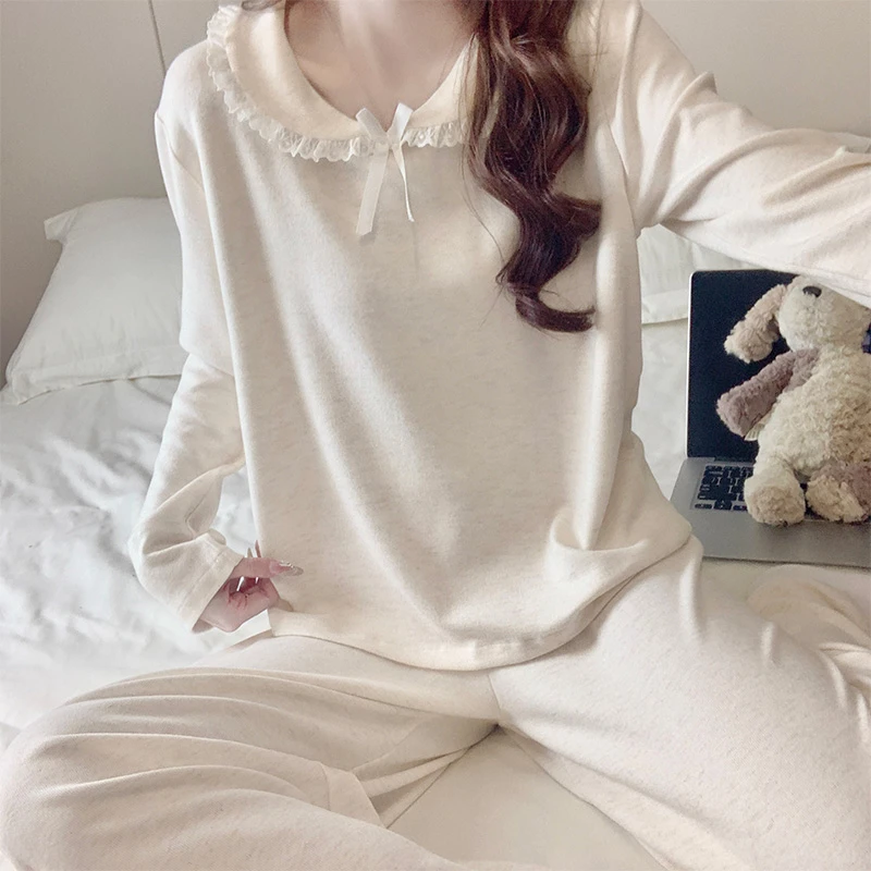 2025新款女款长袖长裤羊绒秋冬季两件套装公主风宽松可外穿家居服