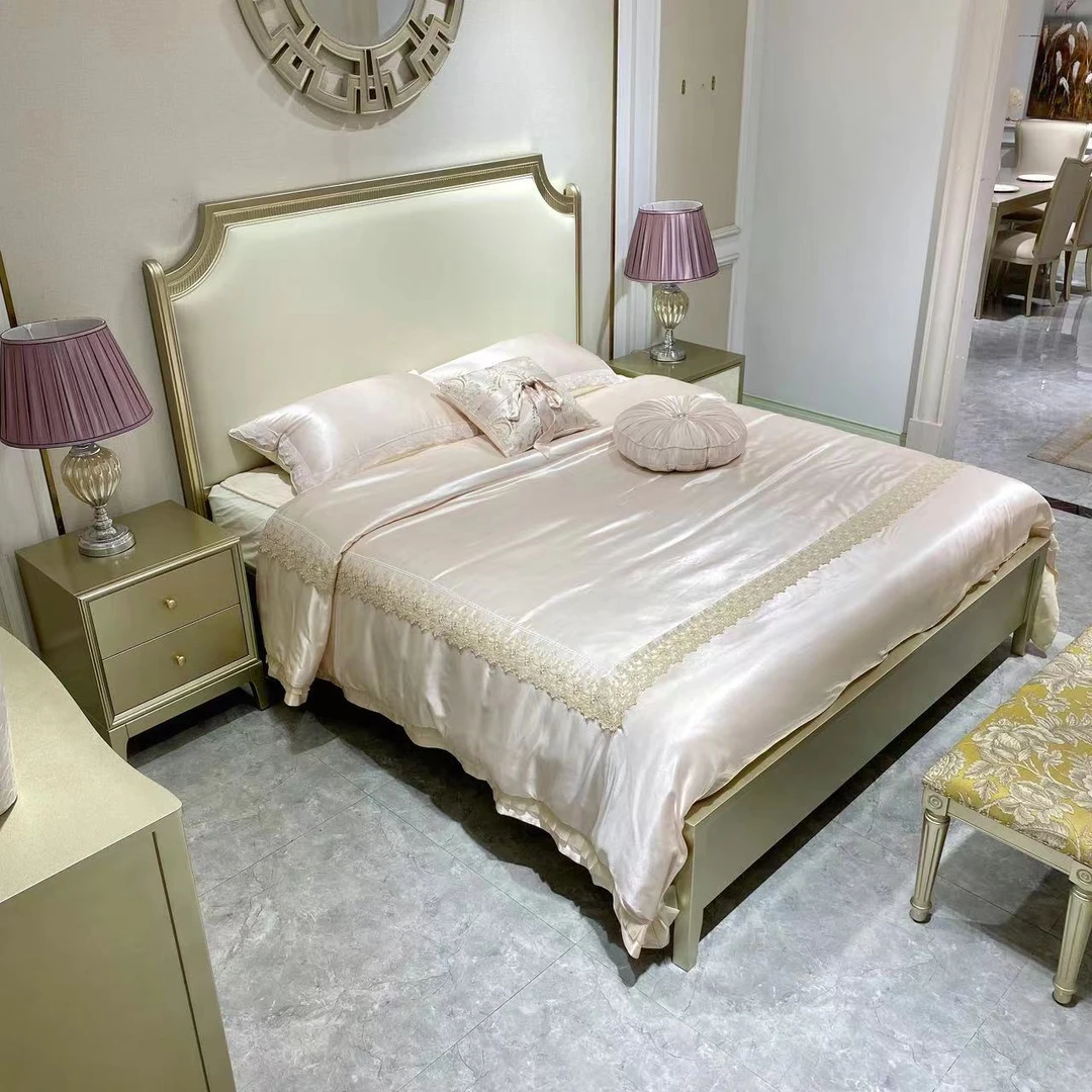 美式轻奢仙女床高端大气实木双人床/法式家用卧室软包奢华大床