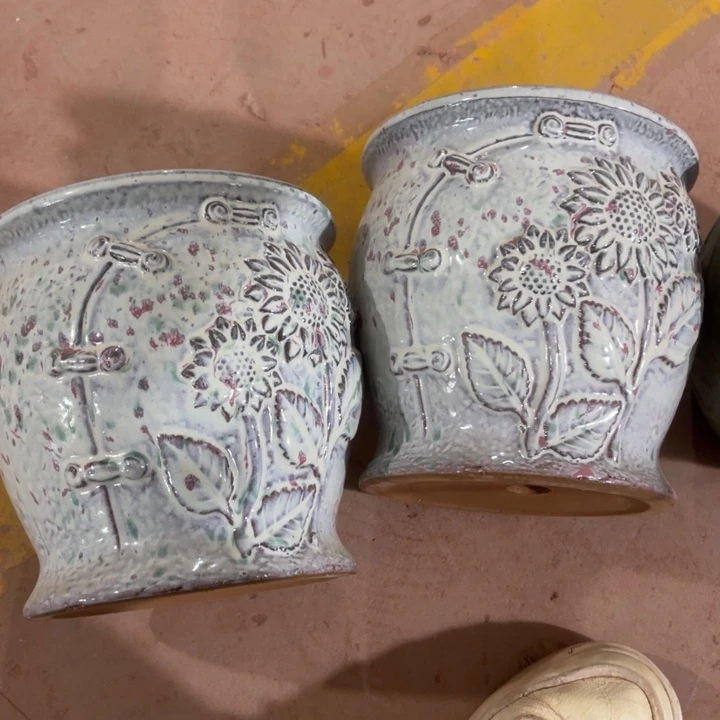 紫砂花盆口径20高度20两只正品