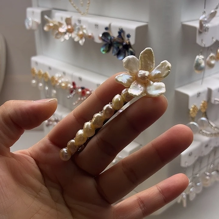 淡水珍珠发夹未镶嵌