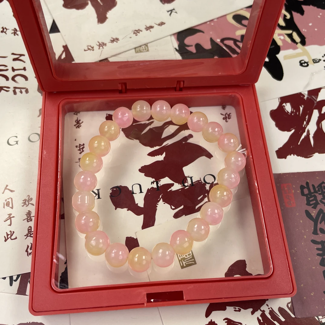 琉璃手链 手工时尚女可爱风拼色手链素款白色精美少女风粉红