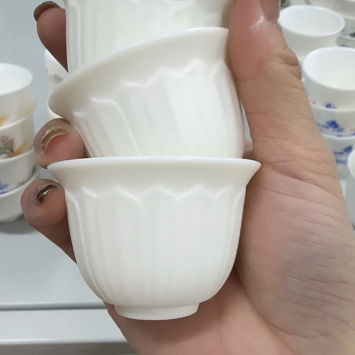 孤品羊脂玉系列茶杯三个一组敦煌