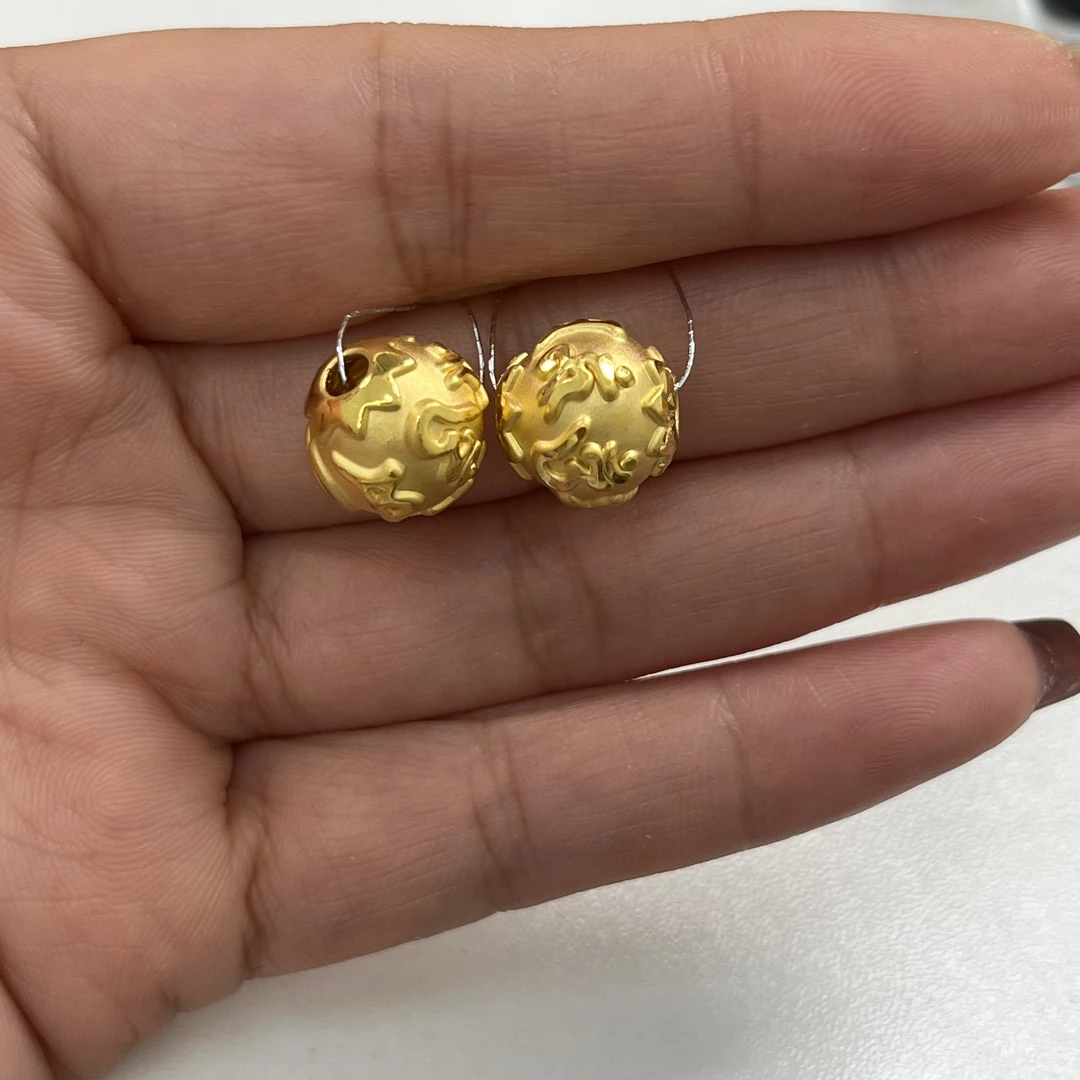 足金六字真言转运珠