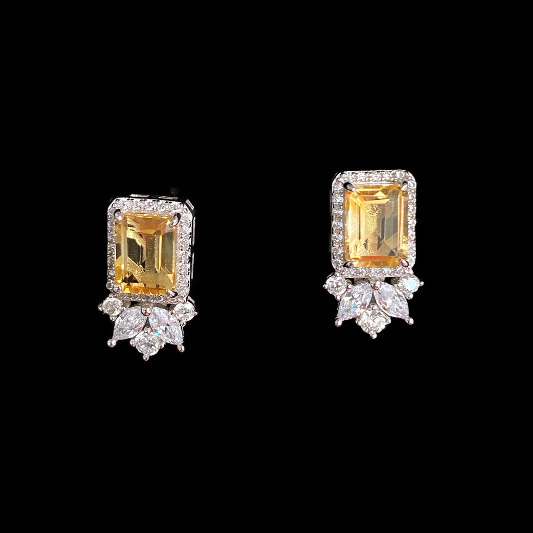 0300-黄水晶耳钉孤品