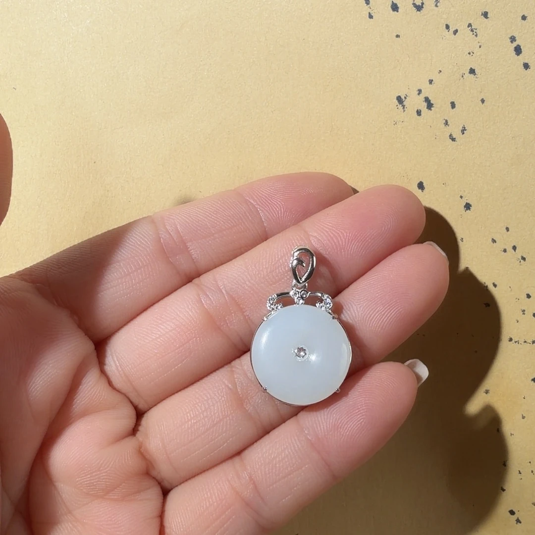 ****a和田玉银S925镶嵌吊坠(不含链)