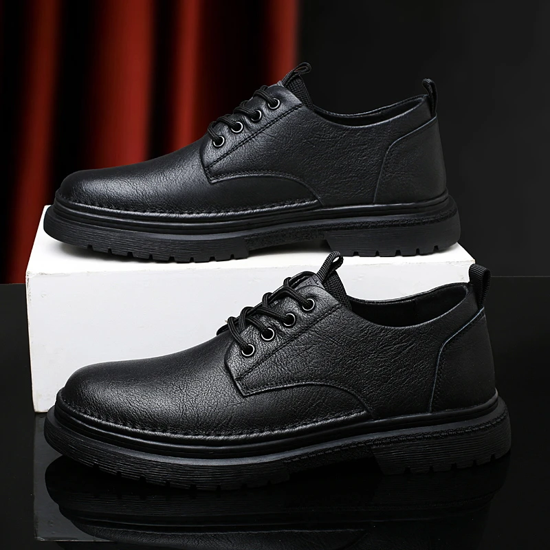 厚底纳帕纹休闲皮鞋百搭英伦风韩版鞋子工作商务潮鞋男士低帮