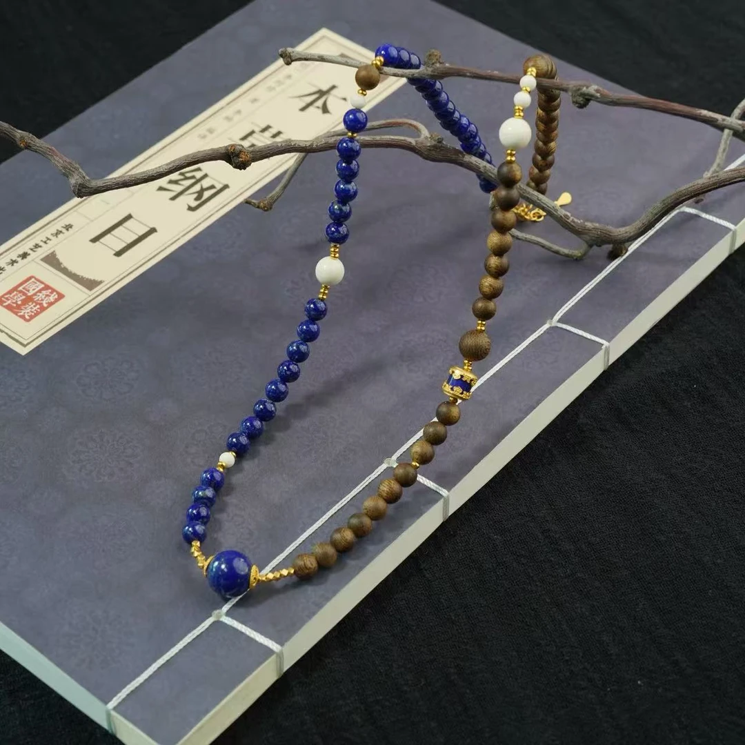 沉香【山涧清泉】海南莺歌绿奇楠青金搭配猛犸短链（多样性发其一）