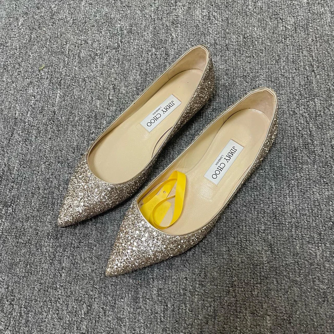 99新 JIMMY CHOO/吉米周 ROMY Flat 经典优雅休闲单鞋  36码/8590
