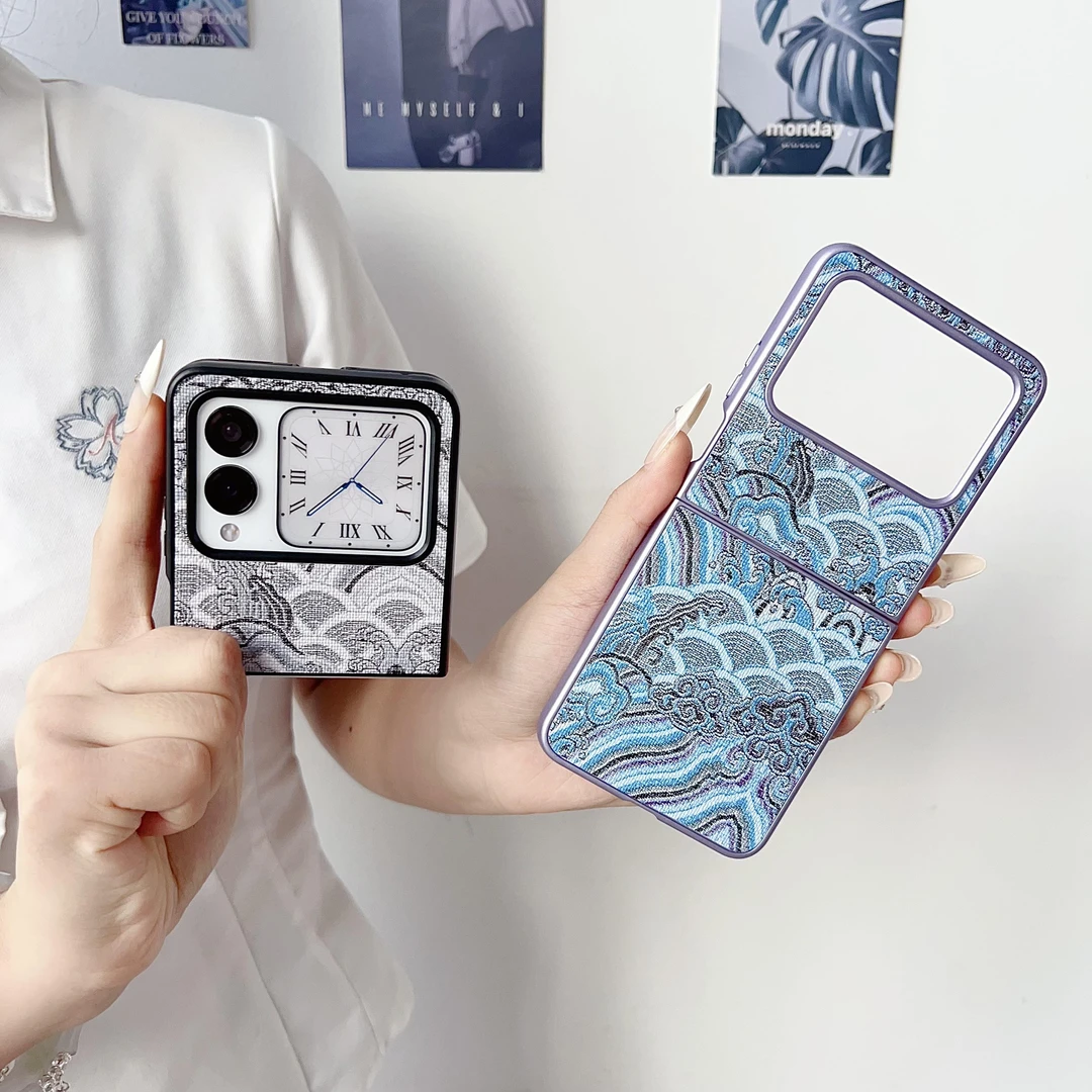 原装正品适用华为novaflip新款手机壳华为novaflip中国风刺绣皮纹