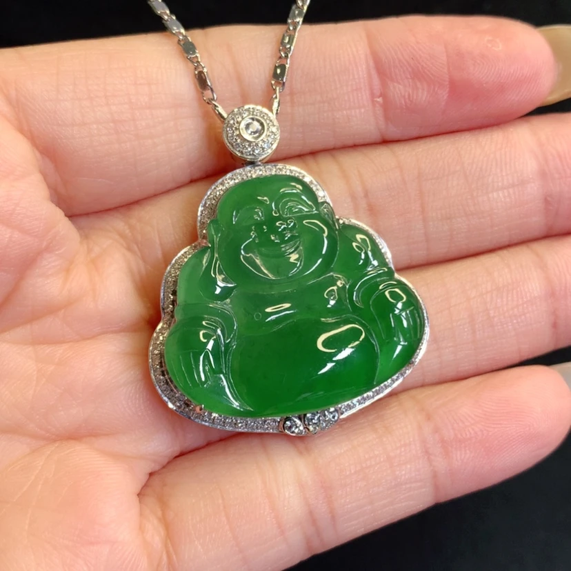 【闪购商品】颈饰银S925镶嵌翡翠佛公