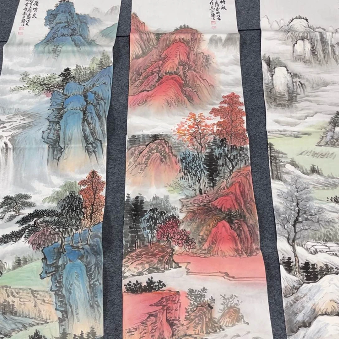 国画纵**下宣纸手绘，手工作品