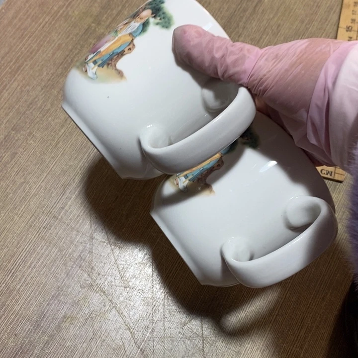 瓷片一厂寿星大茶杯一对