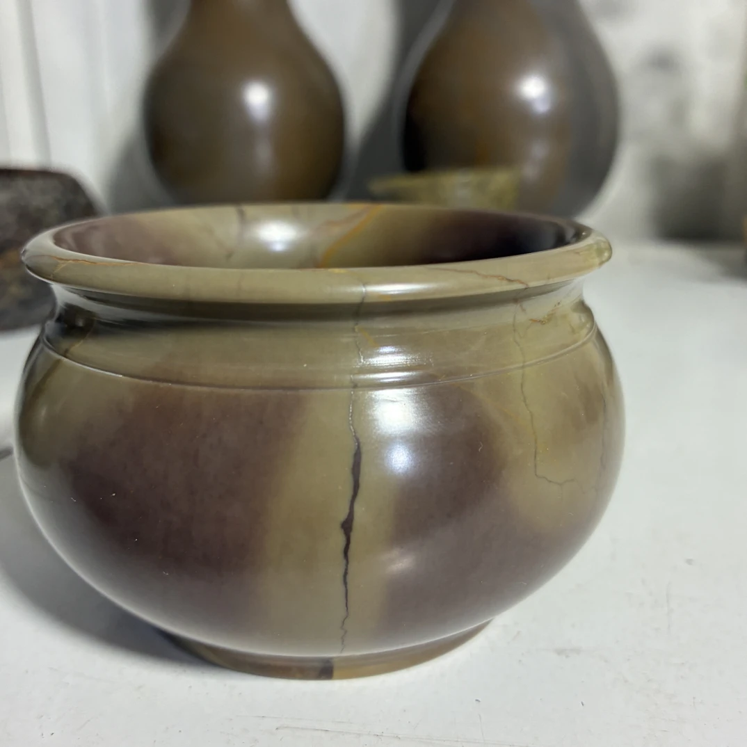 紫金石小水盂，小罐
