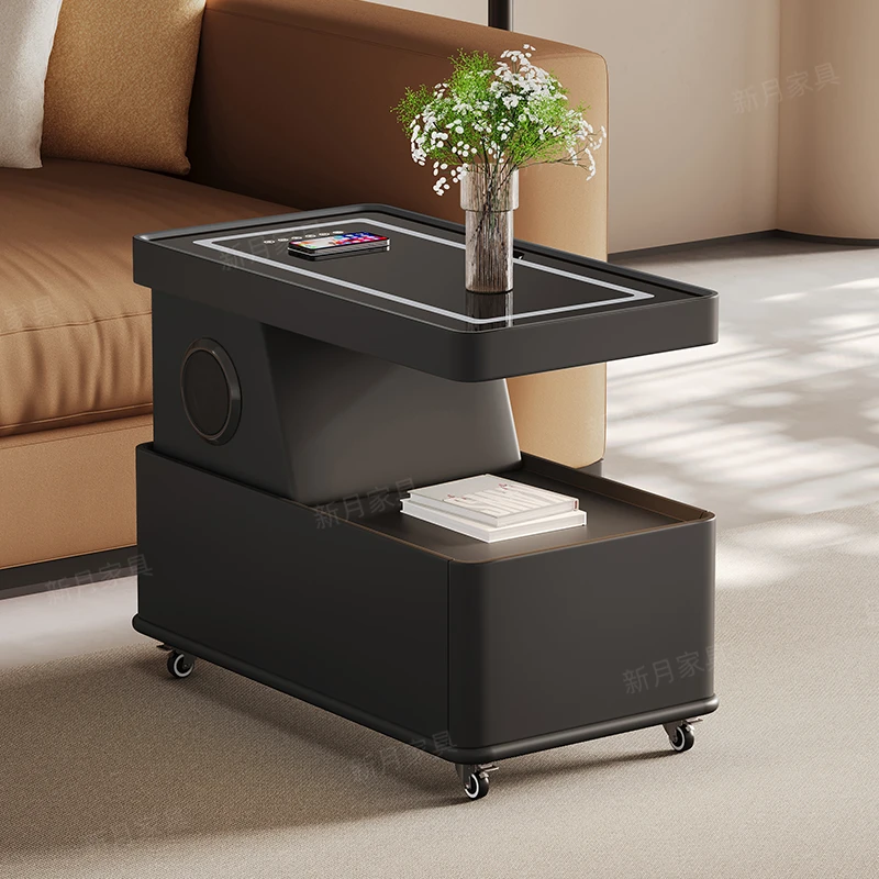 意式极简客厅沙发边几可移动实木小推车现代简约轻奢沙发边柜