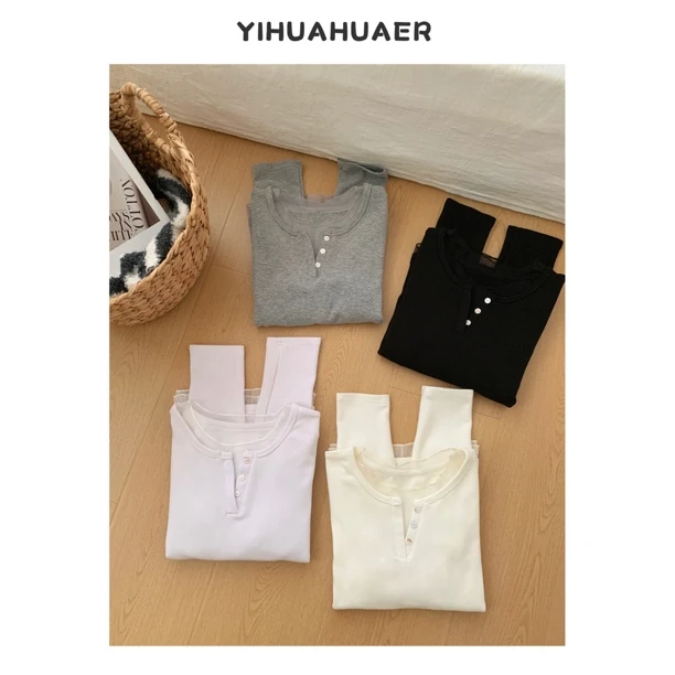 东大门韩版新款小众设计感休闲V领网纱拼接韩系慵懒风T恤4419