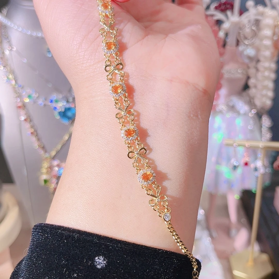 彩色蓝宝石手链银S925镶嵌