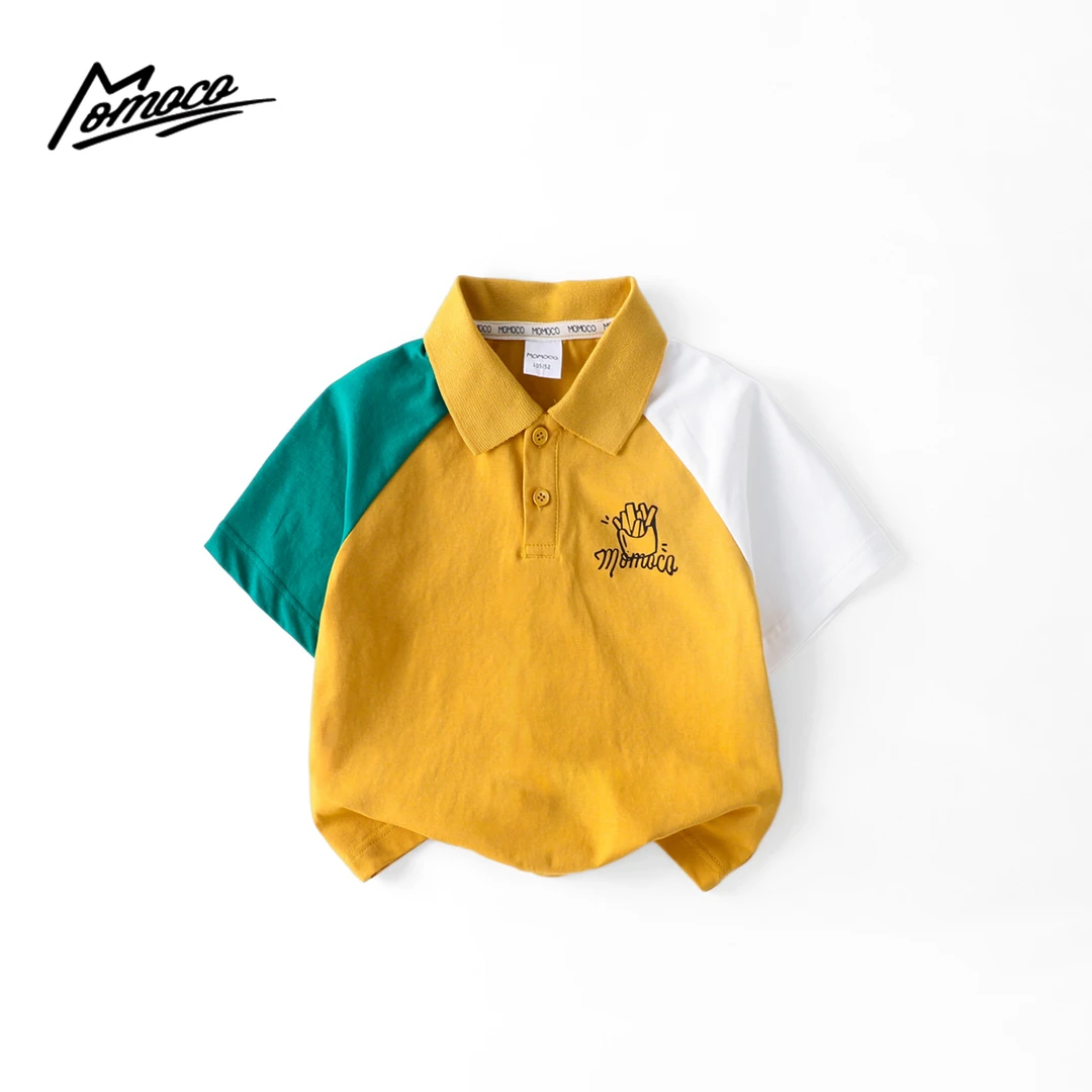 MOMOCO夏季款男童撞色印花POLO衫短袖宝宝百搭上衣77230235043