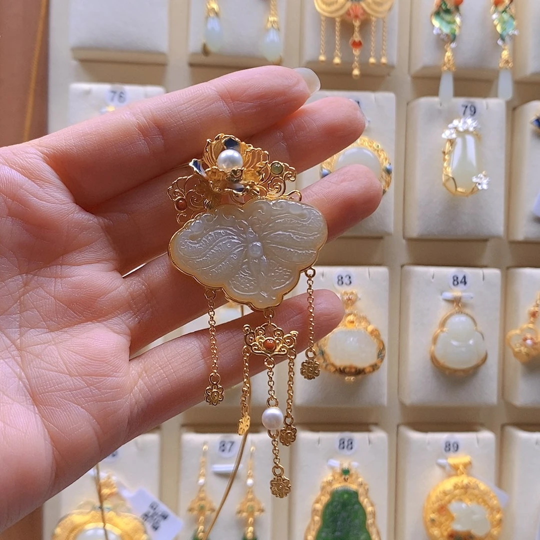 颈饰银S925镶嵌和田玉