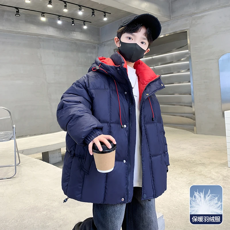 男童冬装加厚羽绒服2025新款中大儿童冬季男孩保暖防寒白鸭绒外套