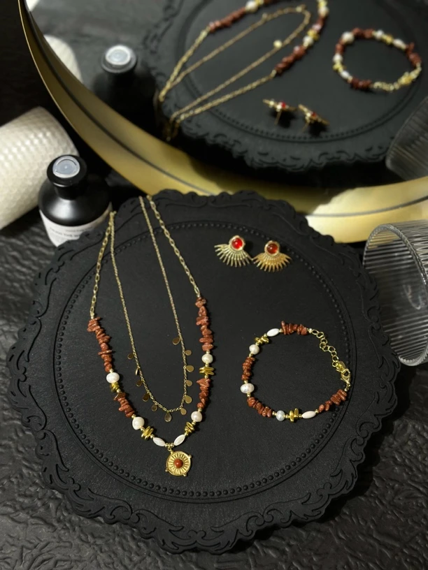 钛钢项链 LARVINA安可拉红套装三件套