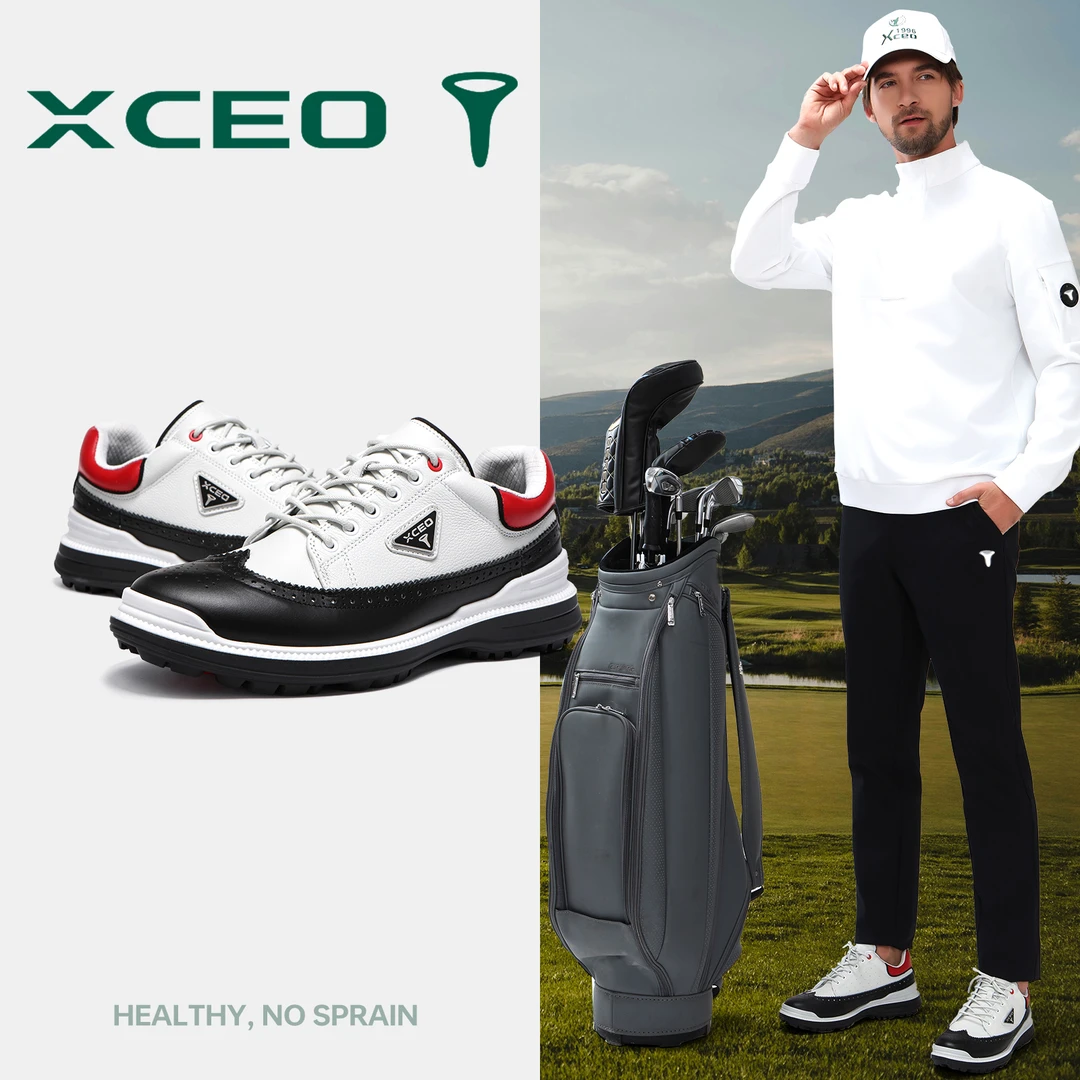 XCEO/芯鹰故宫高尔夫男鞋黑红色旋钮鞋透气专业高尔夫球鞋男款