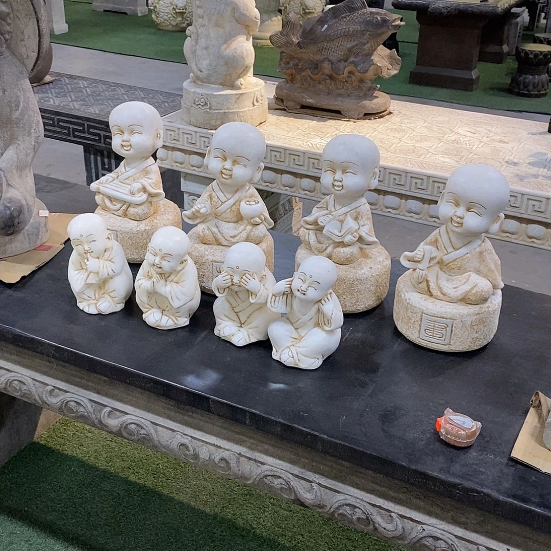 M***总汉白玉小沙弥8个整石