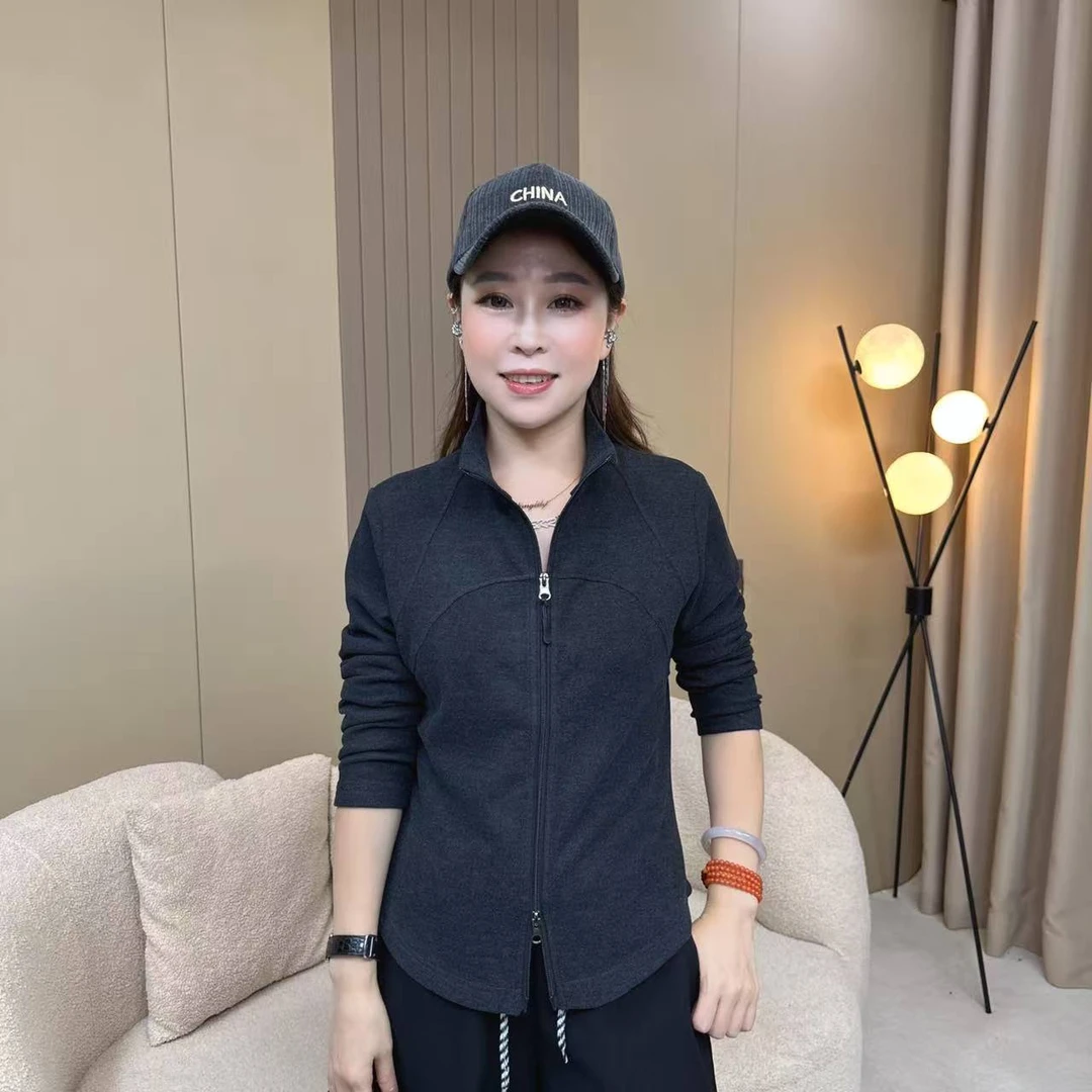 【莉莉】919秋冬款双面膨体暖绒双拉链纯色显瘦时尚立领上衣女