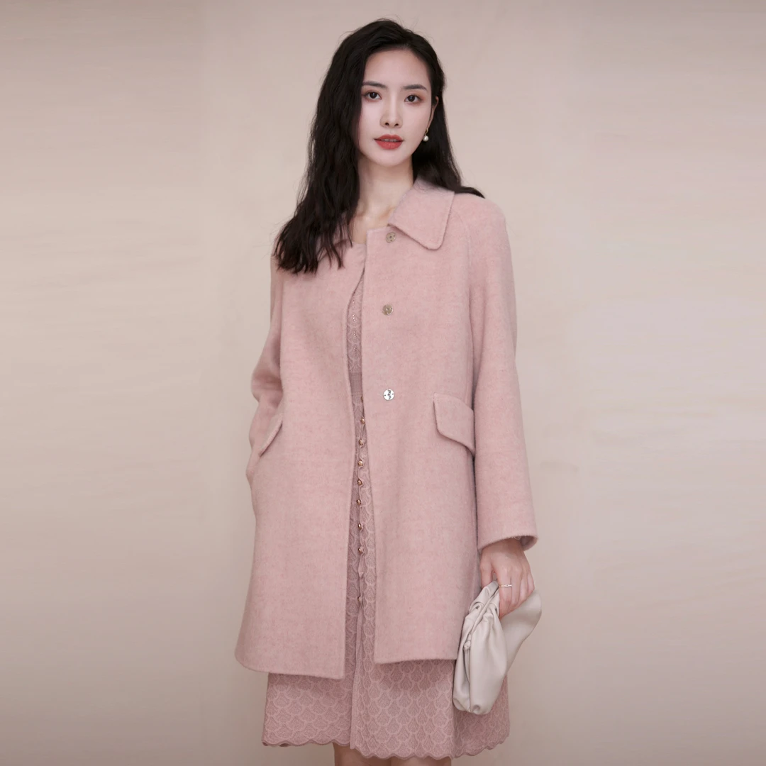 BuouBuou新款时尚洋气百搭女装双面呢廓形翻领大衣女BJ4C847