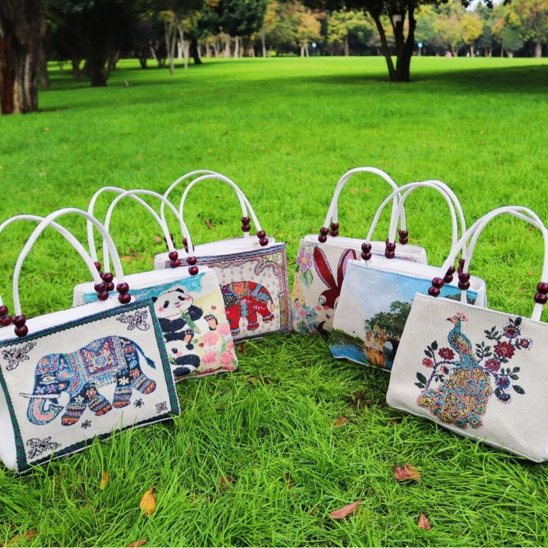 云南民族风中号帆布包双面刺绣包包单肩包女士手提包旅游景点包