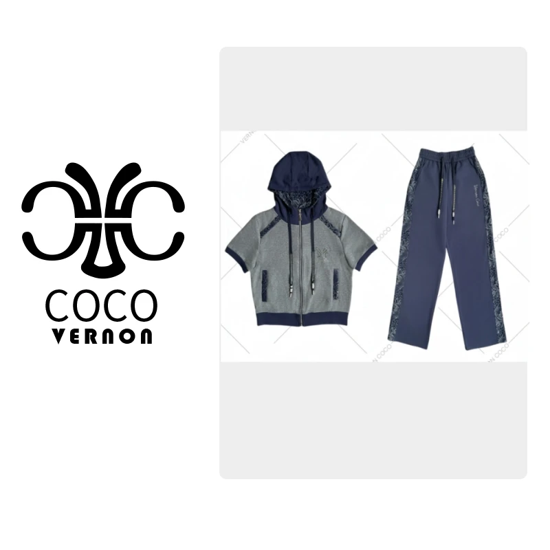 【VERNON COCO】Y20春夏连帽显瘦休闲短袖套装VC208