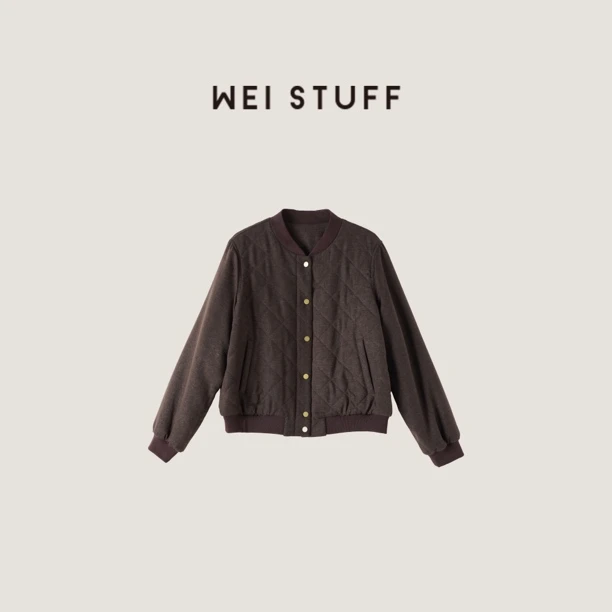 WEI STUFF“经典复古”棒球领菱格绒面外套 7230.S