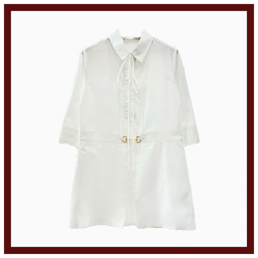 【YS定制】EG038 ggg 哥哥 纯白前扣半袖连衣裙