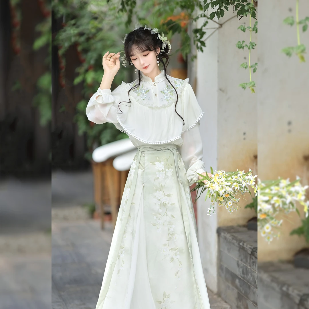 秉生记原创汉服女【茉莉】新中式古风汉服裙遮肉显瘦日常新款透气