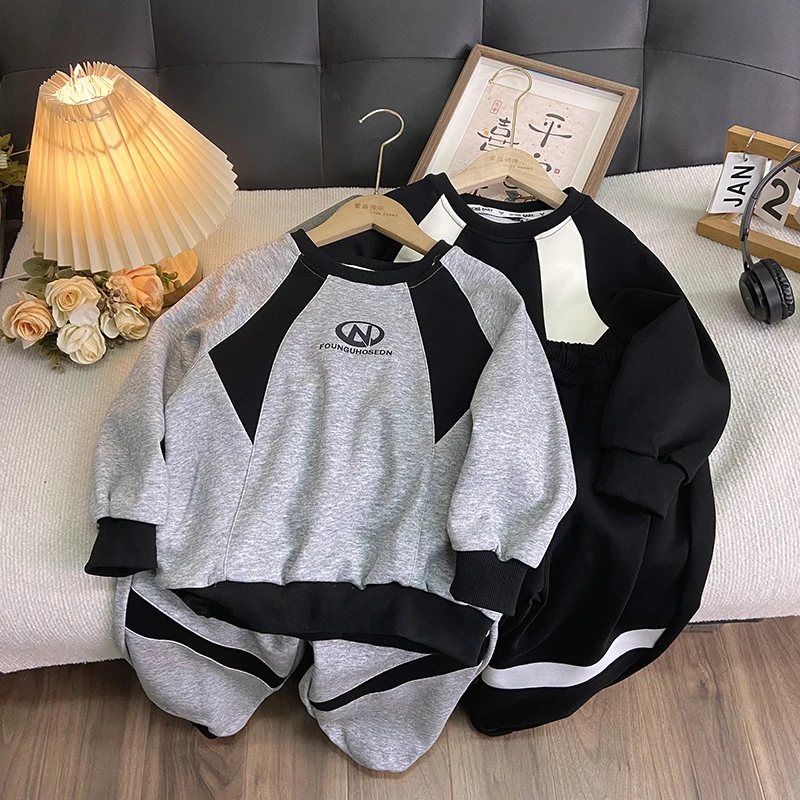 佑妈家童装男女童中大童帅气潮套装儿童春新款卫衣卫裤两件套