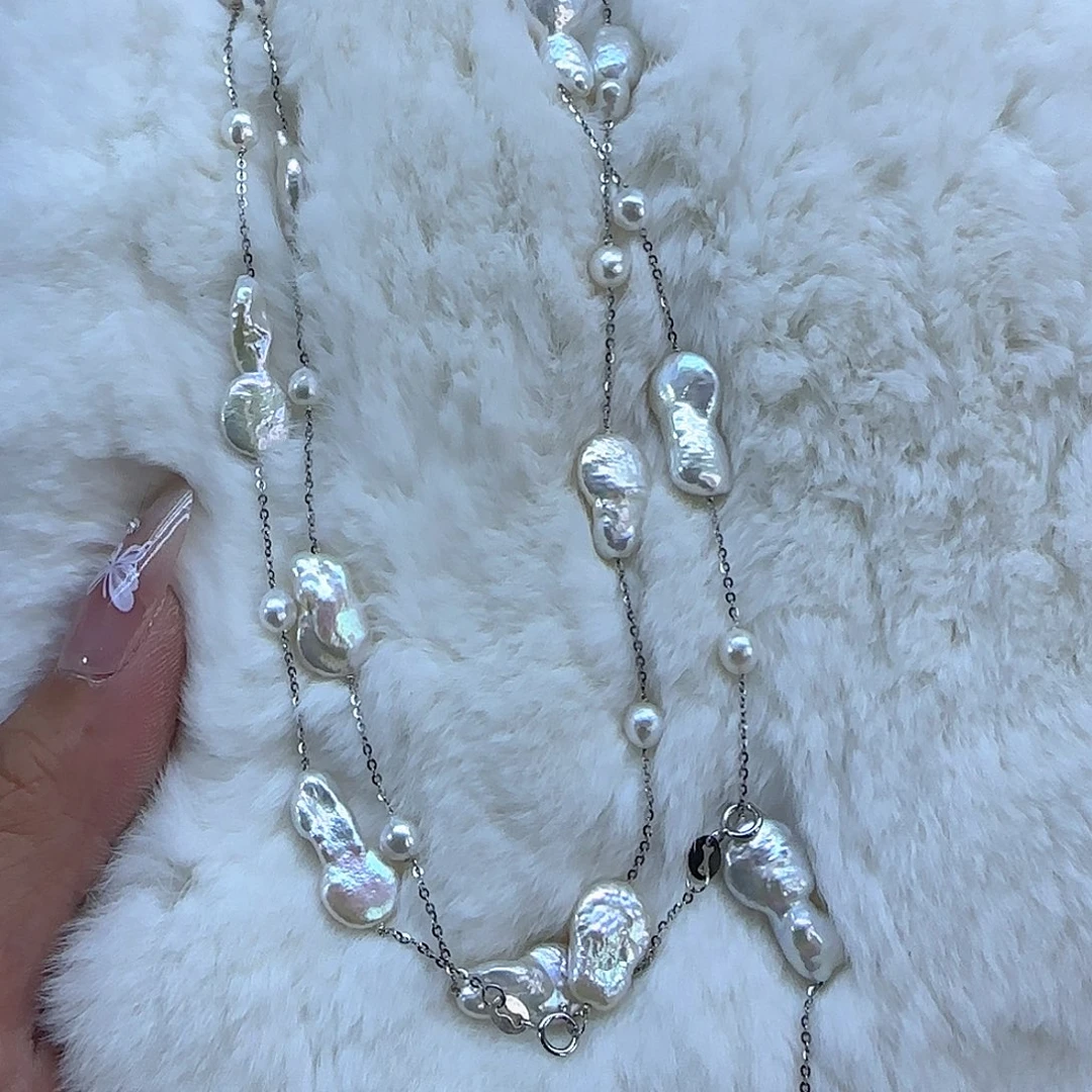 银S925镶嵌项链定制705淡水珍珠