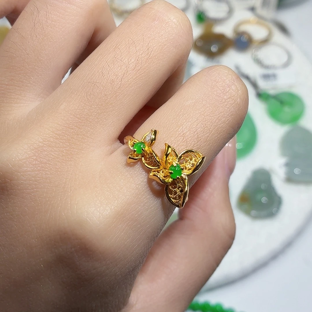 翡翠银S925镶嵌戒指