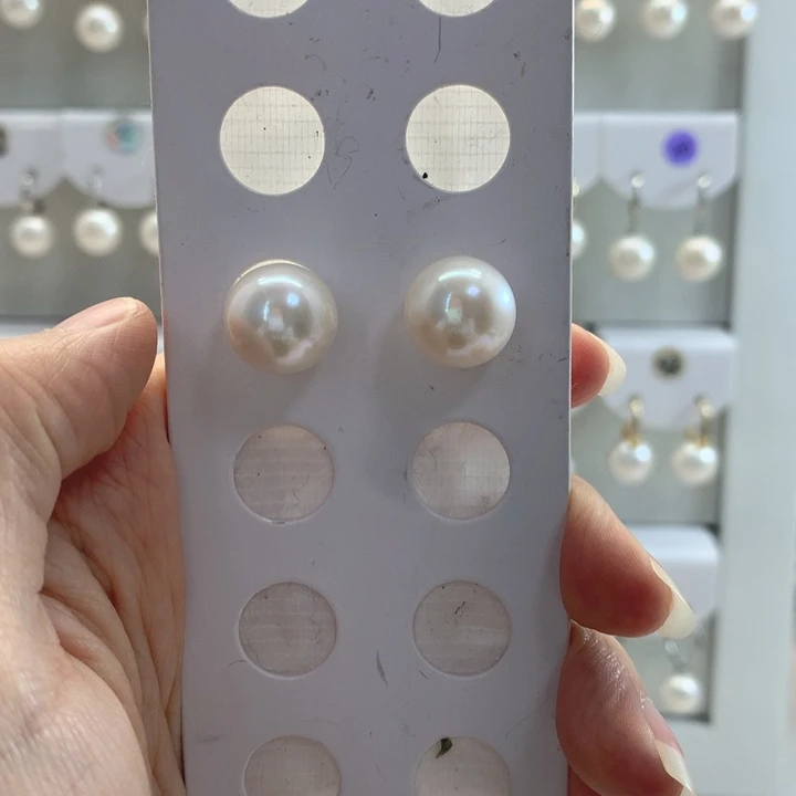 淡水珍珠耳饰银S925镶嵌定制