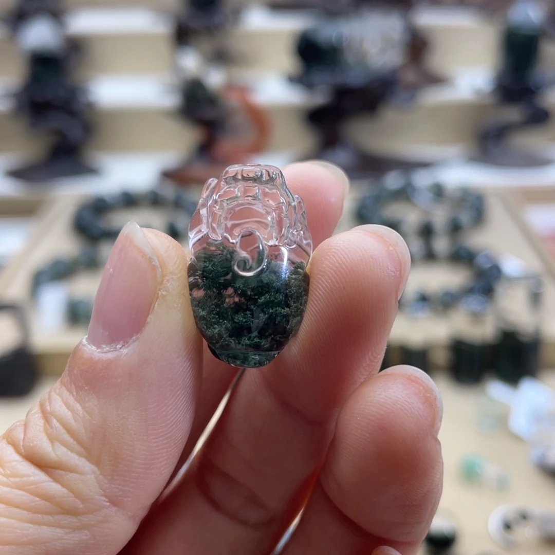 水晶颈饰未镶嵌绿幽灵聚宝盆貔貅