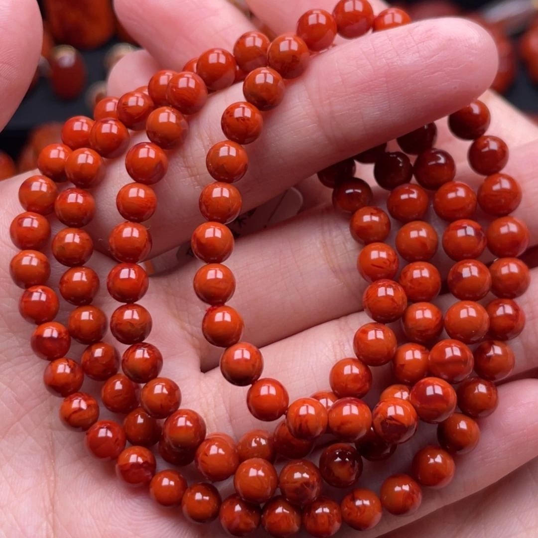 南红玛瑙未镶嵌珠宝奇石单圈6mm