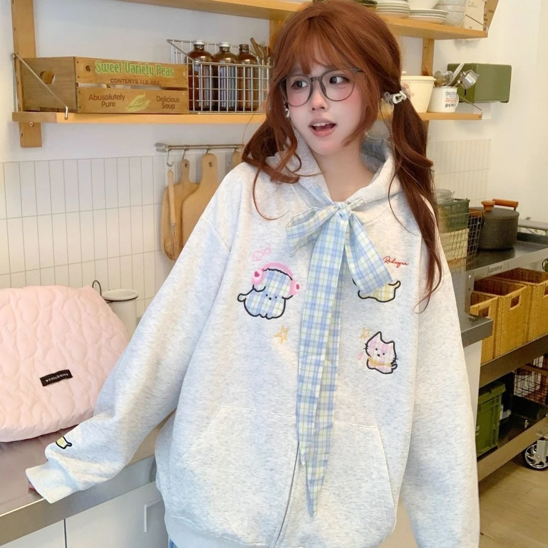 女童卫衣春秋装洋气可爱甜妹装连帽开衫外套秋季慵懒风休闲上衣潮