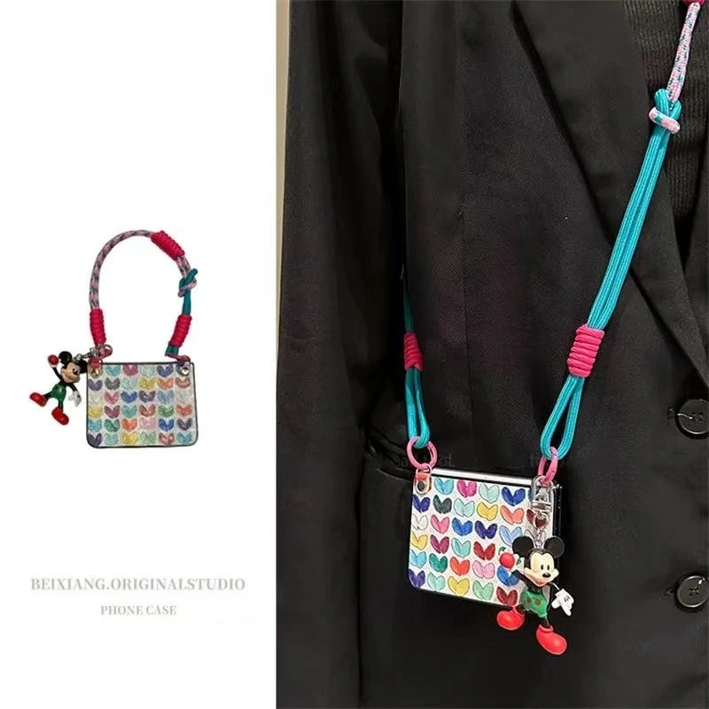 烫金彩色爱心适用小米mixflip2手机壳女款斜跨purax典藏版ins荣耀