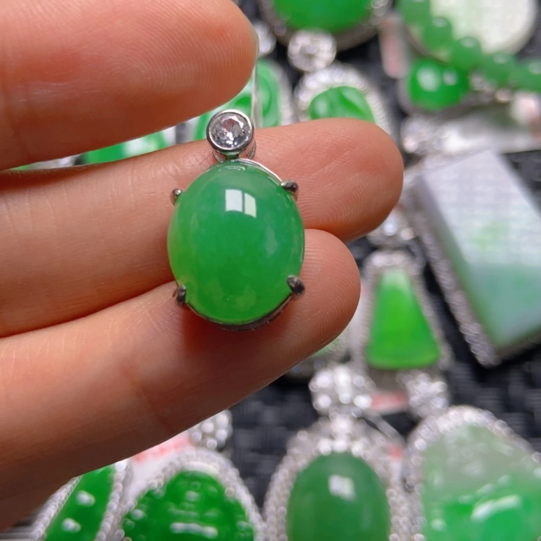 翡翠银S925镶嵌颈饰吊坠