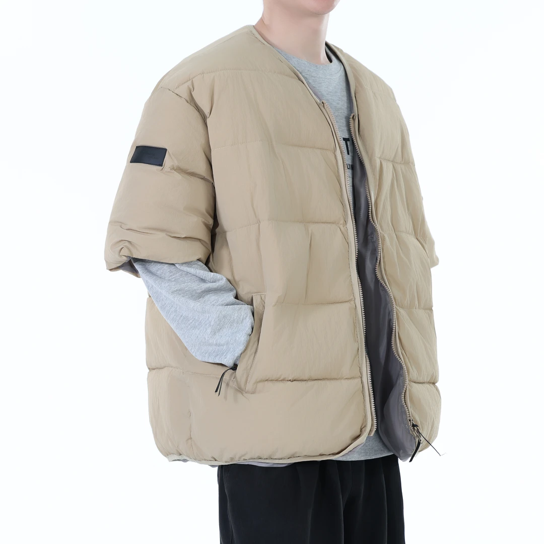 富比莫维半袖潮牌羽绒棉马甲外穿男秋冬加厚棉衣宽松保暖坎肩外套