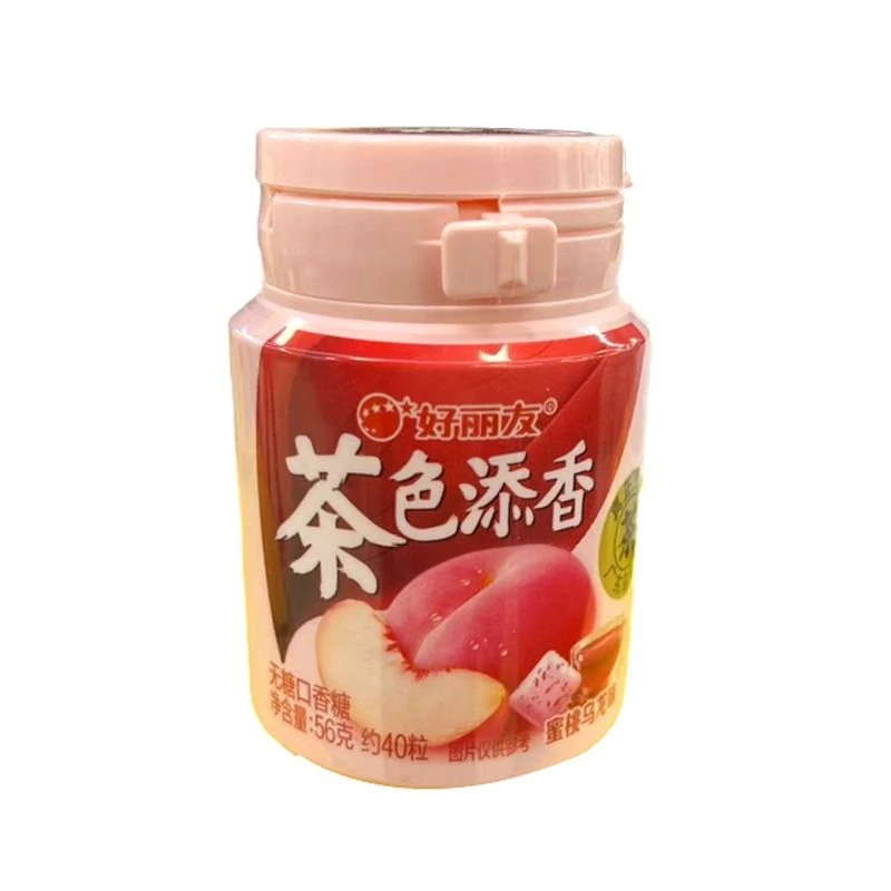 好丽友茶色添香无糖口香糖蜜桃乌龙味56g