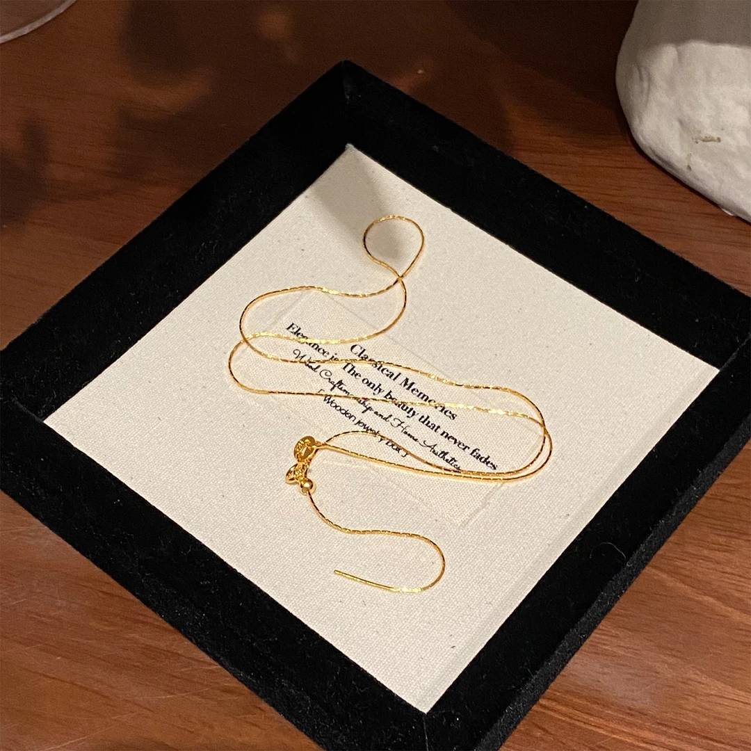 坠链均925银  【金丝素链】金色简约百搭抽拉素款项链A1284