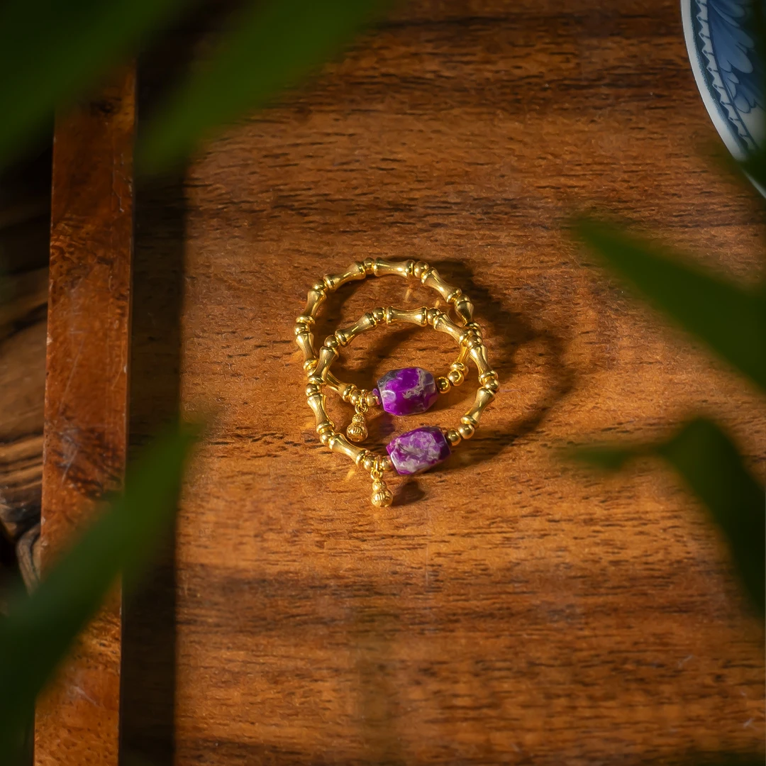 舒俱来桃红切面单珠DIY18k金戒指/多样性发一/C306