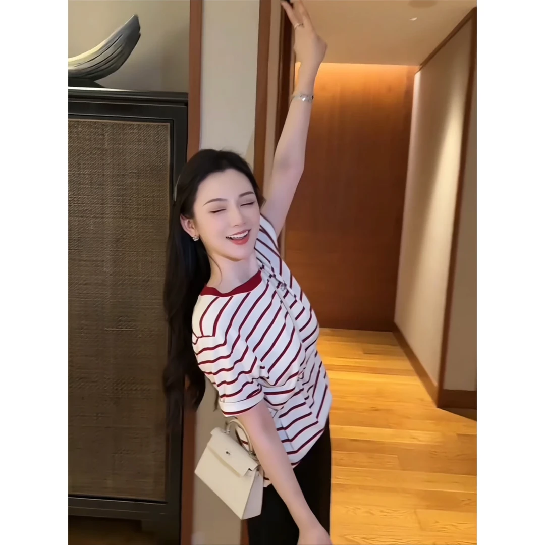 TTa Studio 条纹字母短袖T恤 TTD042331