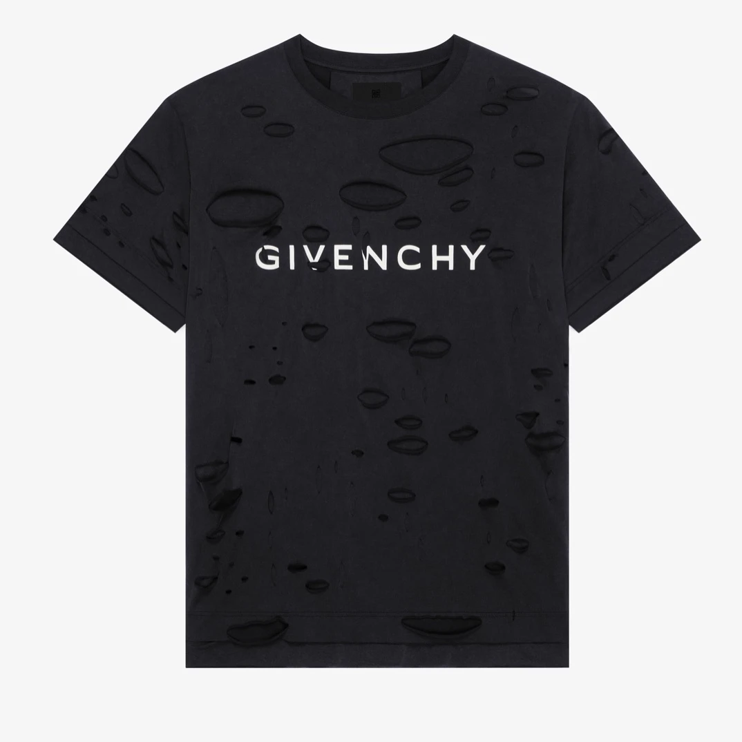 95新 Givenchy/纪梵希 jp926 019863 撕裂破坏印花短袖 XXL